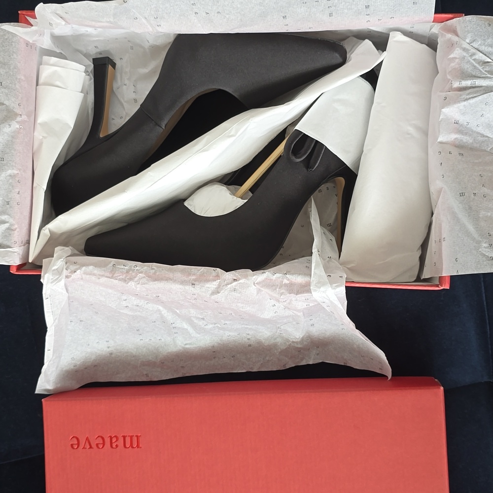 Anthropologie Maeve Bow Blacks Heels Pumps Size US 9-9.5/EU 40 - Picture 3 of 5